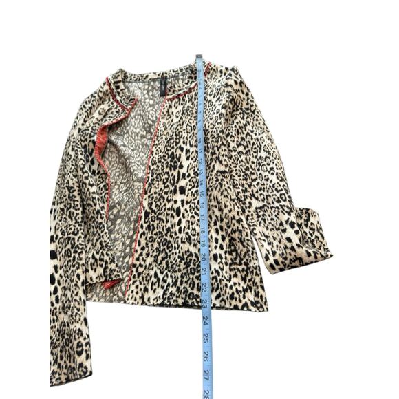 Marc Cain Cheetah Print Casual Stretch Long Sleeve Open Front Cardigan Size 2 - Picture 13 of 13